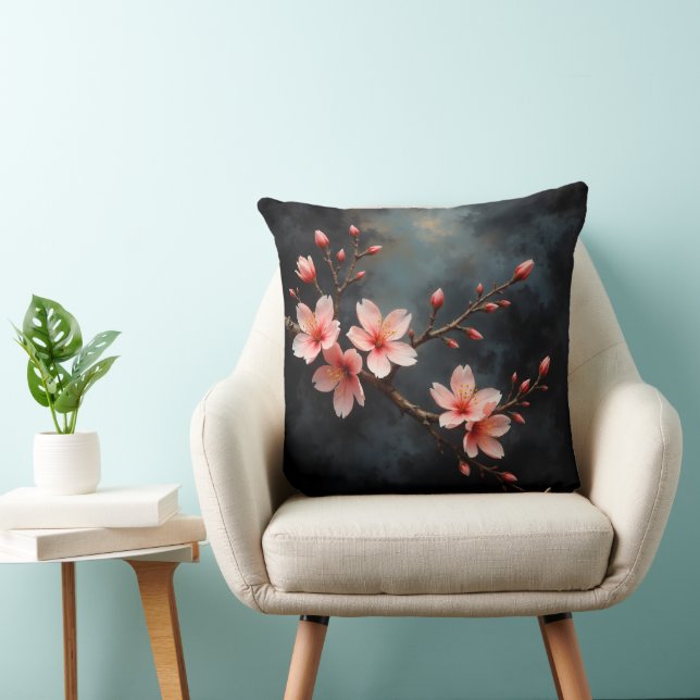 Vietnamese Peach Blossom Art Cushion (Chair)