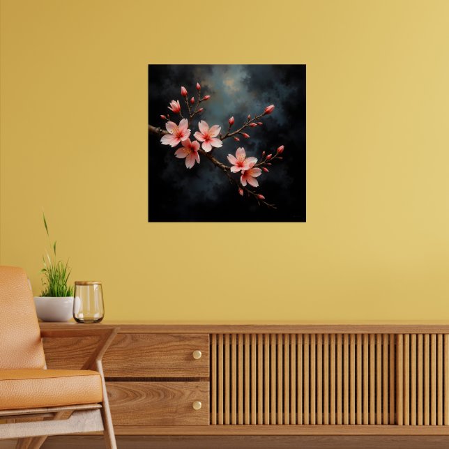 Vietnamese Peach Blossom Art Poster (Living Room 2)