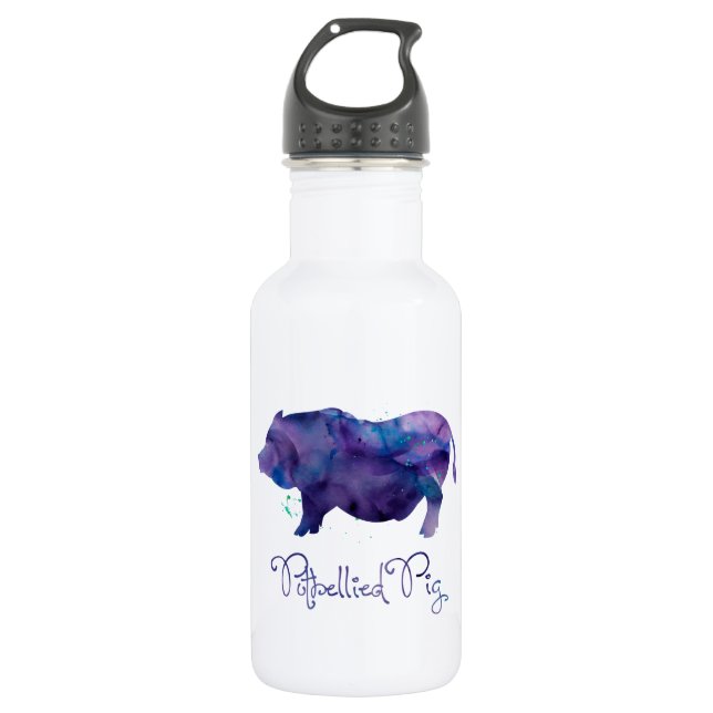 Vietnamese Potbellied Pig Watercolor Design 532 Ml Water Bottle (Front)
