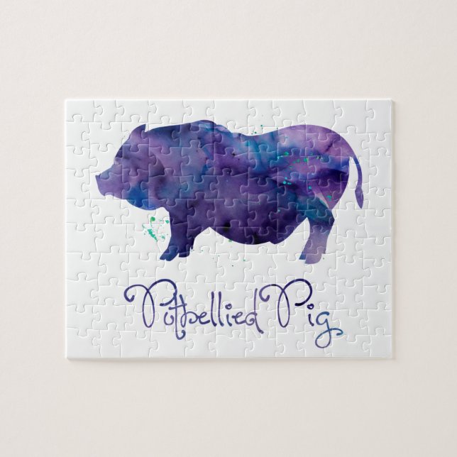 Vietnamese Potbellied Pig Watercolor Design Jigsaw Puzzle (Horizontal)