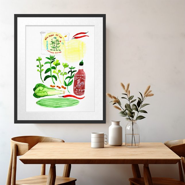 Vietnamese Rice Paper Rolls Recipe Watercolor Poster (Vietnamese Rice Paper Rolls Recipe Watercolor Poster
)
