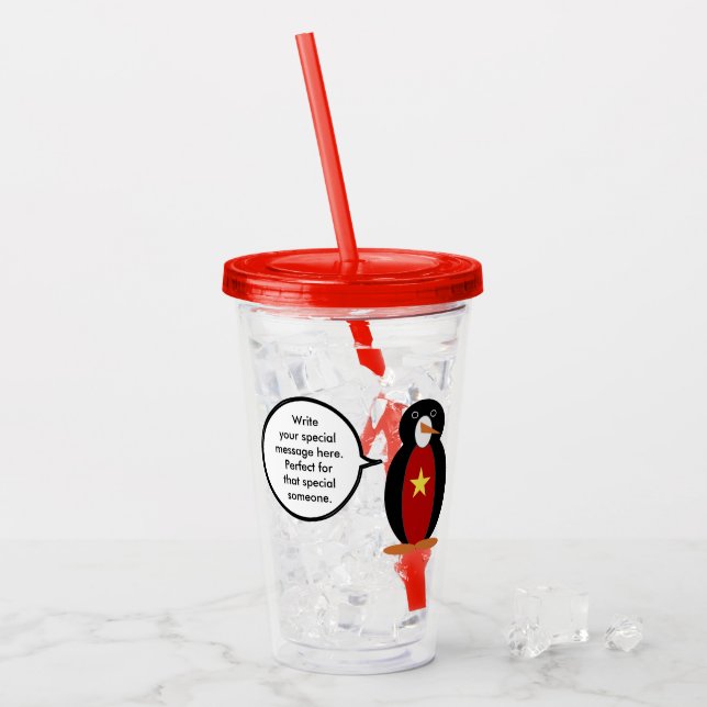 Vietnamese Talking Ms. Penguin Personalised  Acrylic Tumbler (Front Ice)