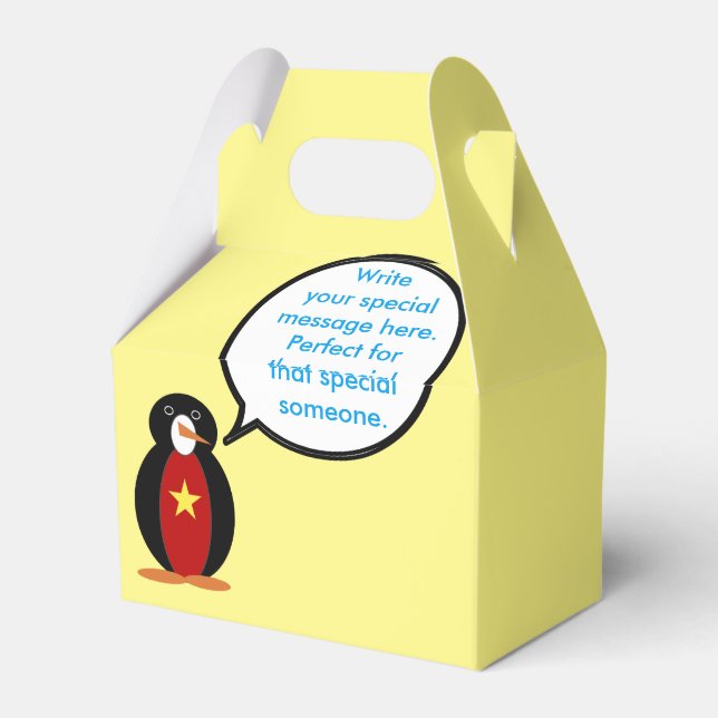 Vietnamese Talking Ms. Penguin Personalised  Favour Box (Back Side)