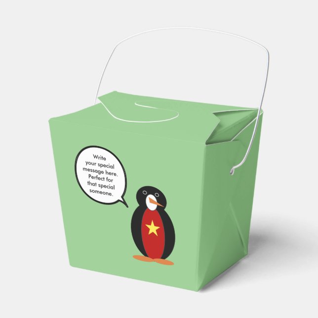 Vietnamese Talking Ms. Penguin Personalised  Favour Box (Front Side)
