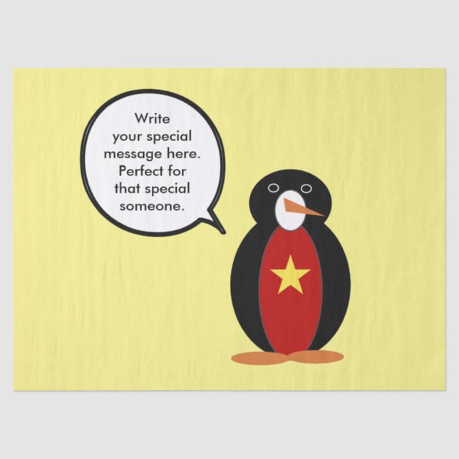 Vietnamese Talking Ms. Penguin Personalised  Tissue Paper (Front)