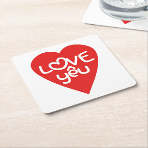 Vietnamese Valentine ♥ Love Yêu ♥ Asian Wordp Square Paper Coaster