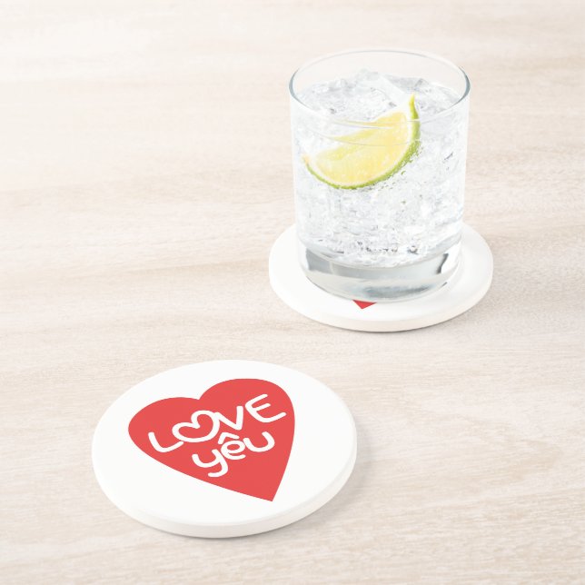 Vietnamese Valentine ♥ Love Yêu ♥ Asian Wordplay Coaster (Side)