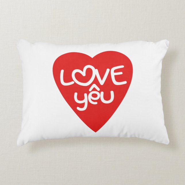 Vietnamese Valentine ♥ Love Yêu ♥ Asian Wordplay Decorative Cushion (Front)
