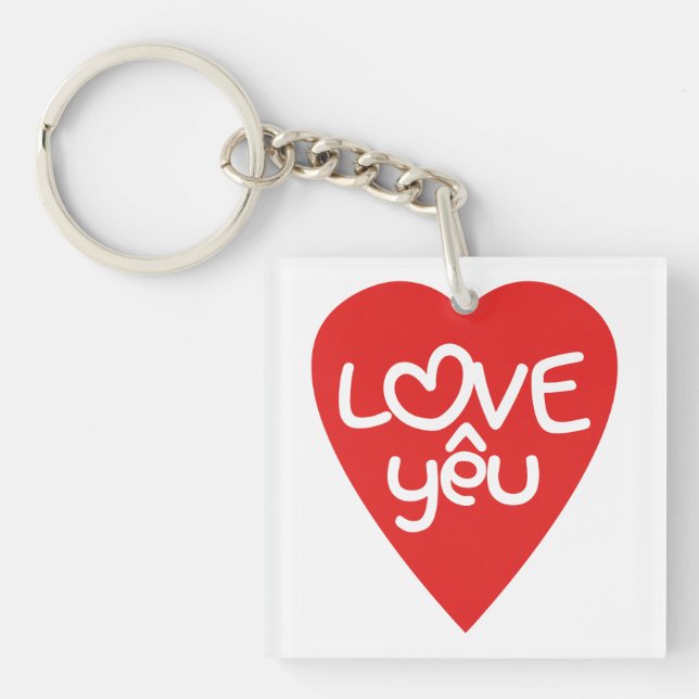 Vietnamese Valentine ♥ Love Yêu ♥ Asian Wordplay Key Ring (Front)