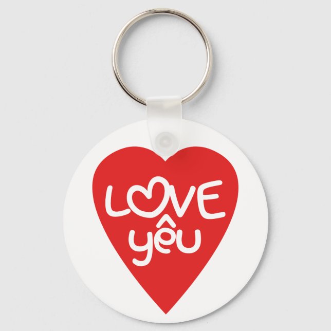 Vietnamese Valentine ♥ Love Yêu ♥ Asian Wordplay Key Ring (Front)
