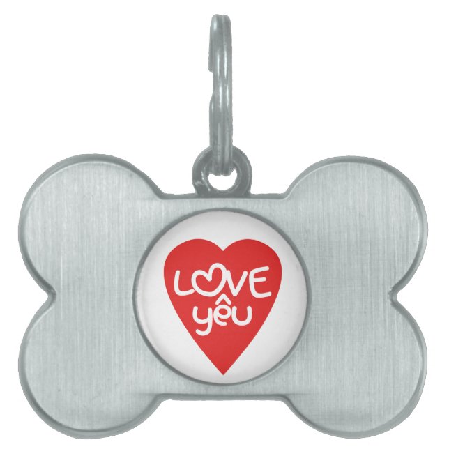 Vietnamese Valentine ♥ Love Yêu ♥ Asian Wordplay Pet Name Tag (Front)