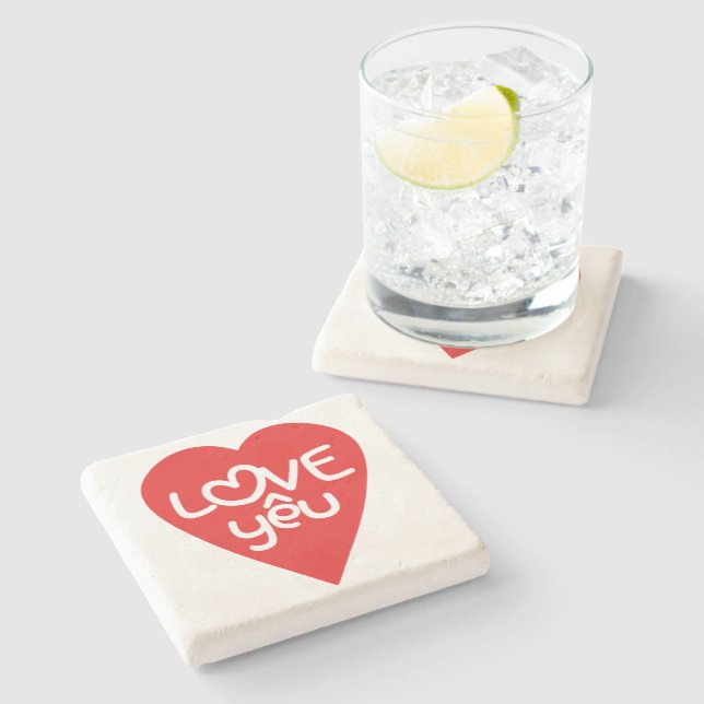Vietnamese Valentine ♥ Love Yêu ♥ Asian Wordplay Stone Coaster (Side)