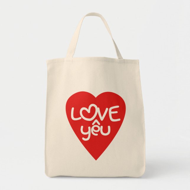 Vietnamese Valentine ♥ Love Yêu ♥ Asian Wordplay Tote Bag (Front)