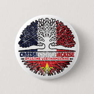 Vietnamese Vietnam French France Tree Roots Flag 6 Cm Round Badge