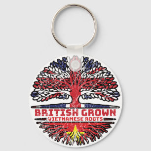 Vietnamese Vietnam Uk United Kingdom British Tree Key Ring