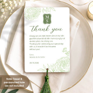 Vietnamese Wedding Ranunculus Green Thank You Card