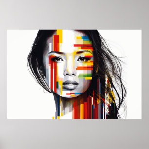 Vietnamese Woman's Face Colour Bars Portrait Poster