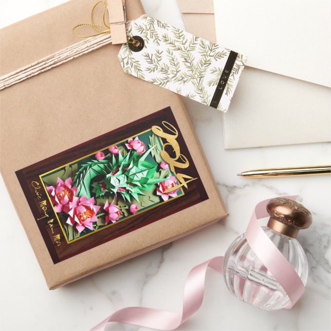 Vietnamese Wood Dragon New Year 2024 RecS Rectangular Sticker (Gifting)