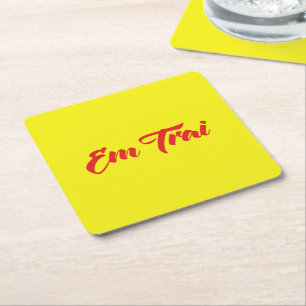 Vietnamese (Young) Brother - Em Trai ~ Tiếng Việt Square Paper Coaster