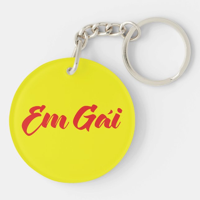 Vietnamese (Young) Sister - Em Gái ~ Tiếng Việt Key Ring (Back)