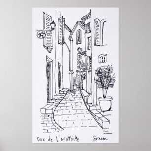 View along Rue de l'oratoire Grasse, France Poster