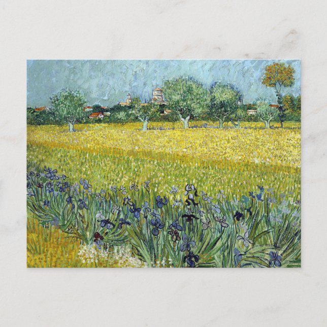 View At Arles With Irises by Vincent Van Gogh Postcard (Front)