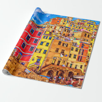 View at colourful houses in Cinque Terre, Italy. S Wrapping Paper