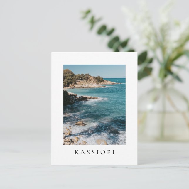 View at Kassiopi village coast, Corfu Postcard (Standing Front)