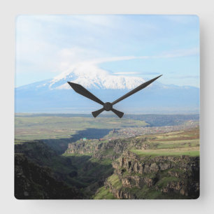 View at mountain Ararat from Armenian side Square Wall Clock