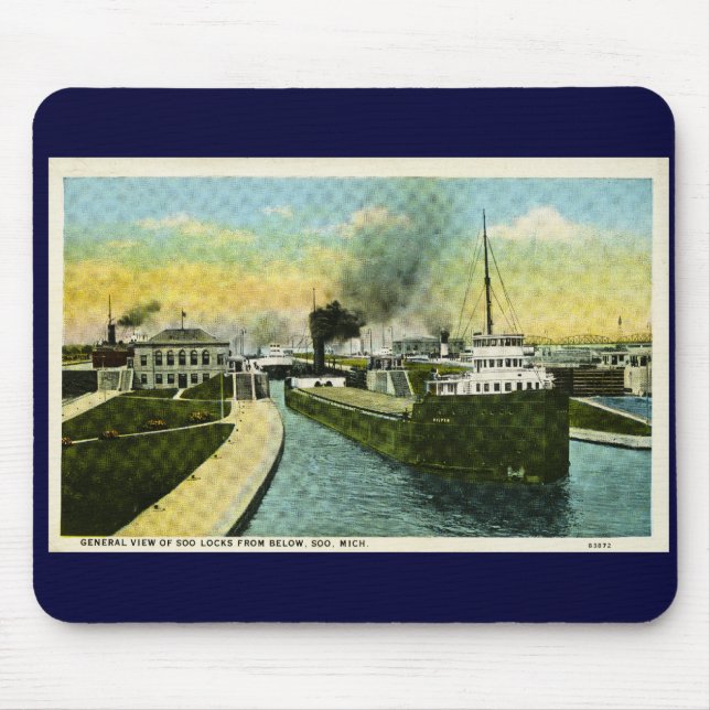 View Below the Soo, Soo Locks, Michigan Mouse Mat (Front)