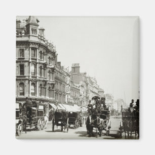 View down Oxford Street, London (b/w photo) Magnet