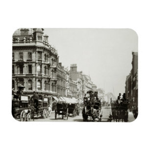 View down Oxford Street, London (b/w photo) Magnet