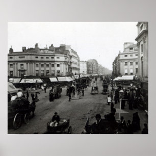 View down Oxford Street, London, c.1890 Poster