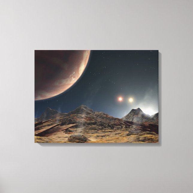 View from a hypothetical moon in orbit canvas print (Front)
