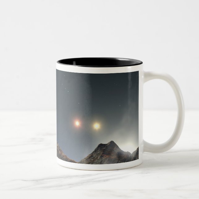 View from a hypothetical moon in orbit Two-Tone coffee mug (Right)