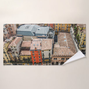 View from above of colorful facades of buildings bath towel