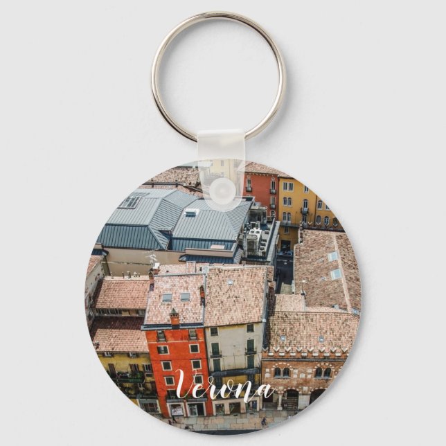 View from above of colourful facades of buildings key ring (Front)