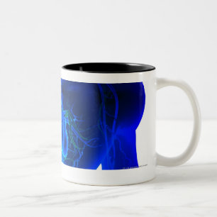View from above of the layout of blood vessels Two-Tone coffee mug