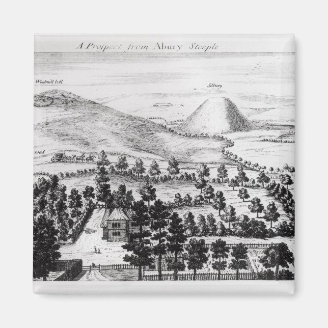 View from Avebury steeple of Silbury Hill Magnet (Front)