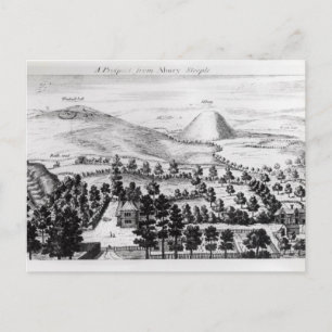 View from Avebury steeple of Silbury Hill Postcard