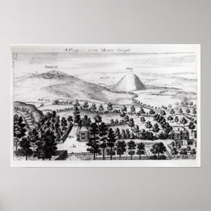 View from Avebury steeple of Silbury Hill Poster