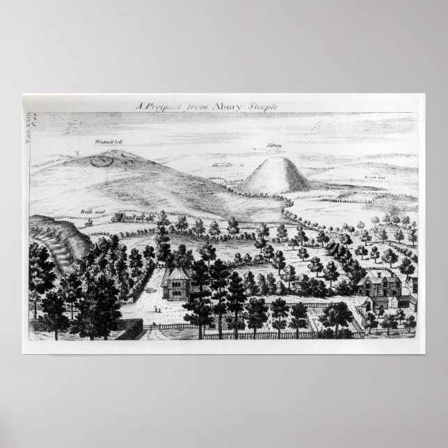 View from Avebury steeple of Silbury Hill Poster (Front)