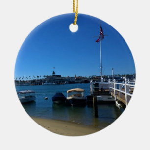 View from Balboa Island, Newport Beach, California Ceramic Tree Decoration