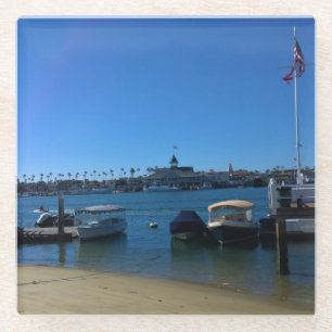 View from Balboa Island, Newport Beach, California Glass Coaster