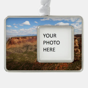 View from Canyon Rim Trail at Colorado Monument Silver Plated Framed Ornament