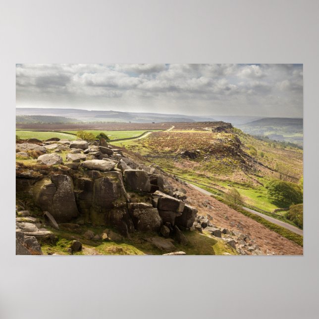 view from Curbar Edge, Peak District photo Poster (Front)