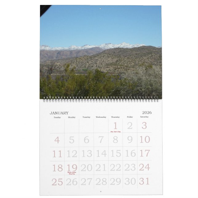 view from grand canyon calendar (Jan 2026)
