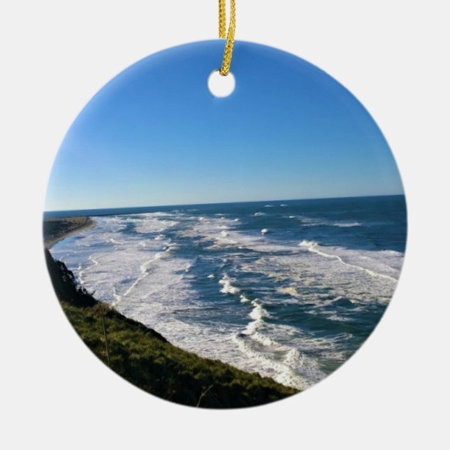 View from North Head Lighthouse, Washington Ceramic Tree Decoration (Front)