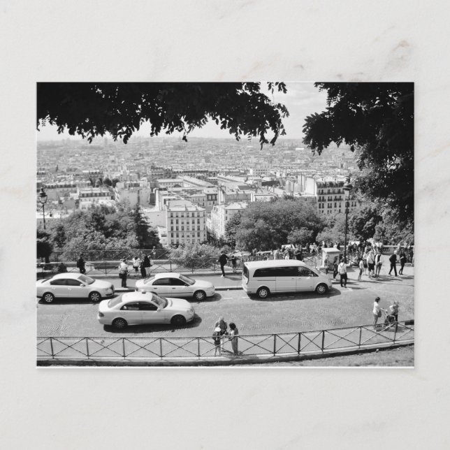 View from sacre coeur. Black and white. Postcard (Front)