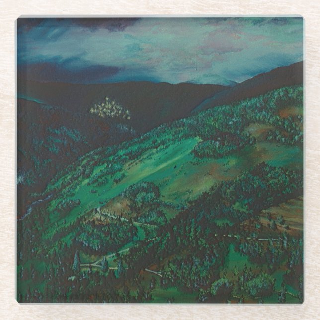 View from San Chirico, Italy Glass Coaster (Front)